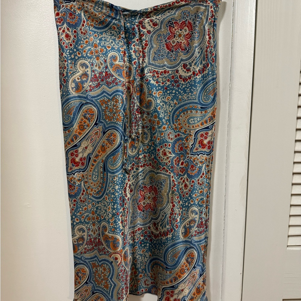 Paisley Satin midi Skirt